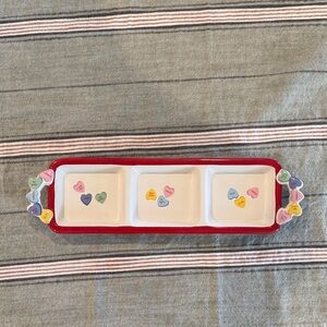 Red and White Ceramic Serving Tray